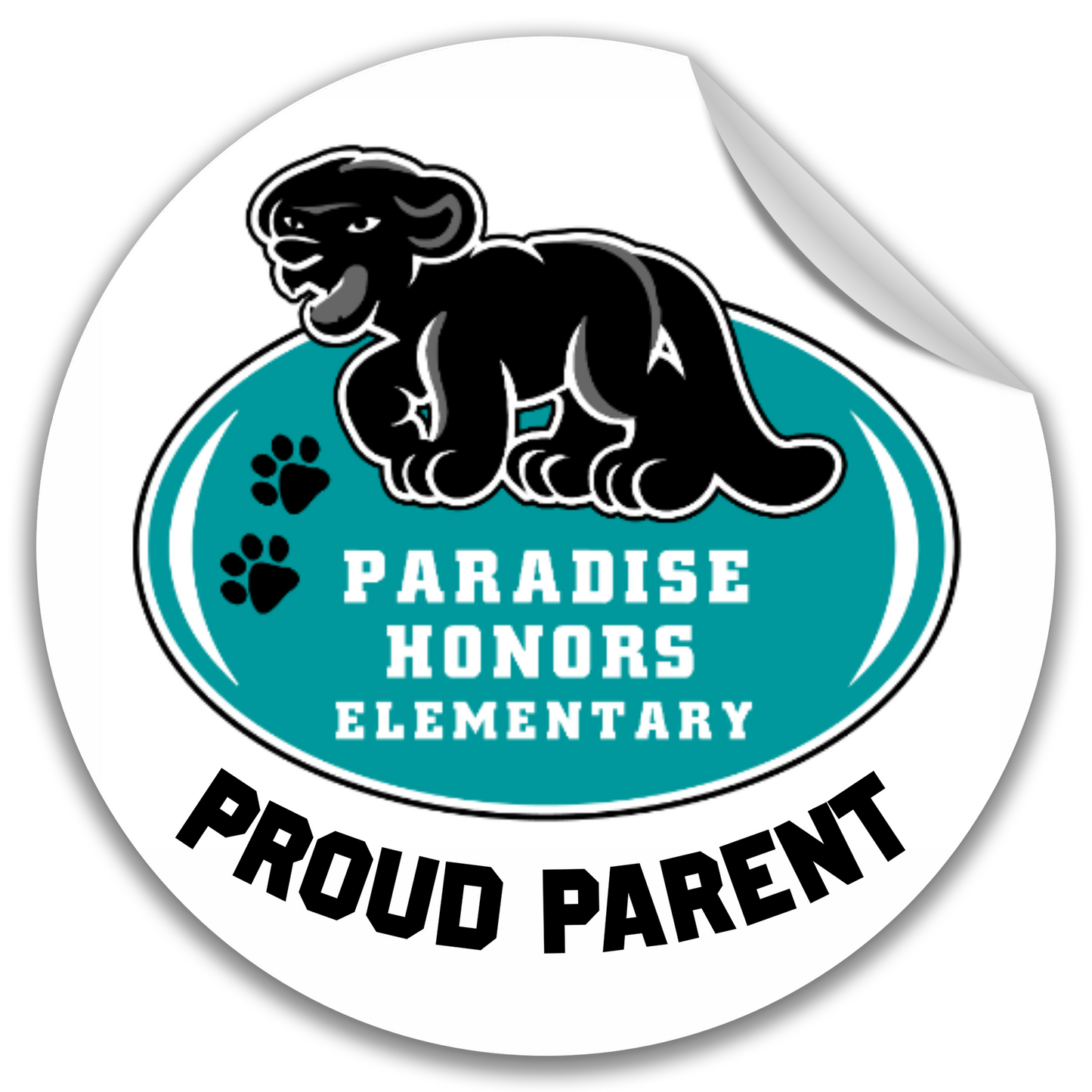 Paradise Honors Elementary School Proud Parent Gloss White Circle Logo Vinyl Sticker
