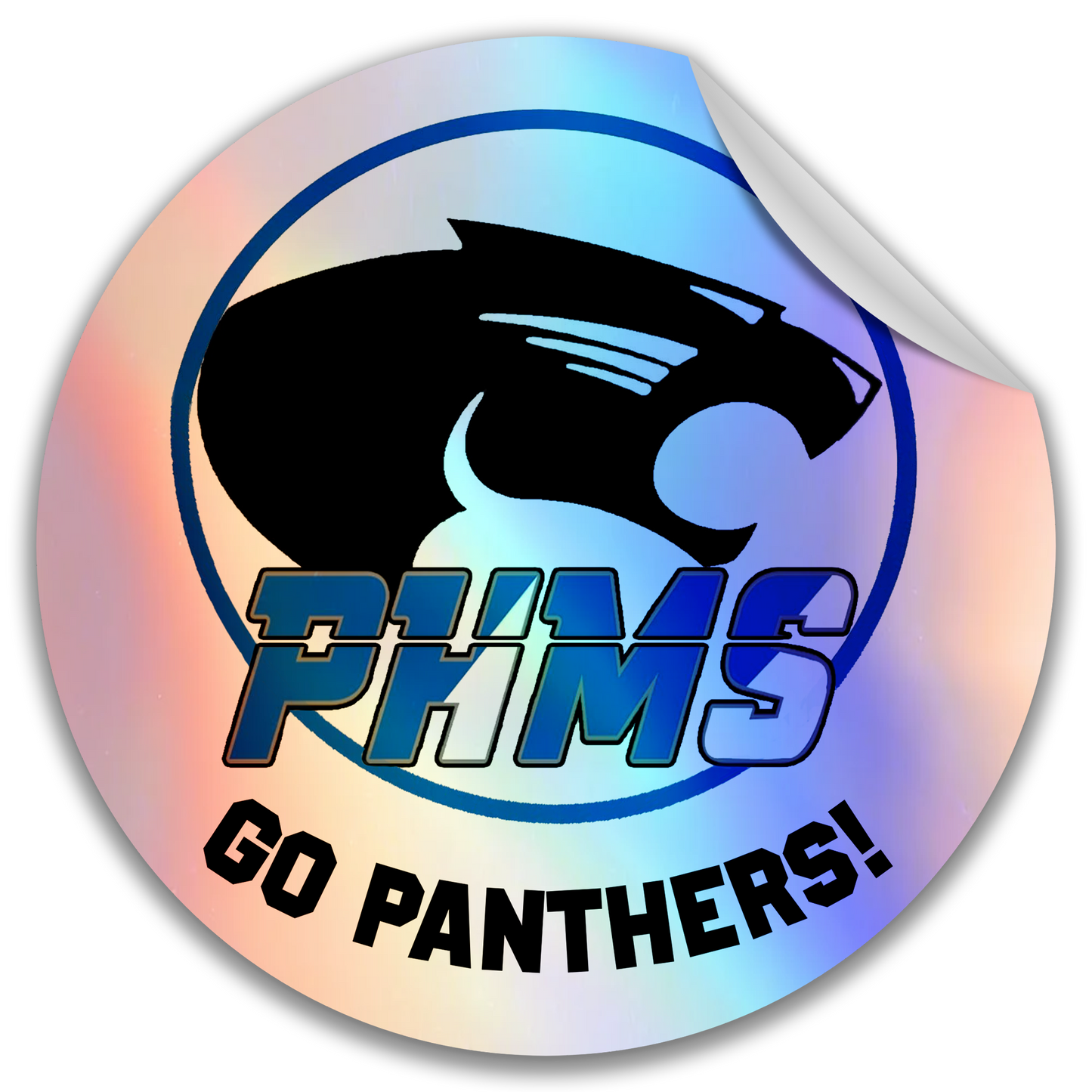 Paradise Honors Middle School GO PANTHERS! Holographic Circle Logo Vinyl Sticker
