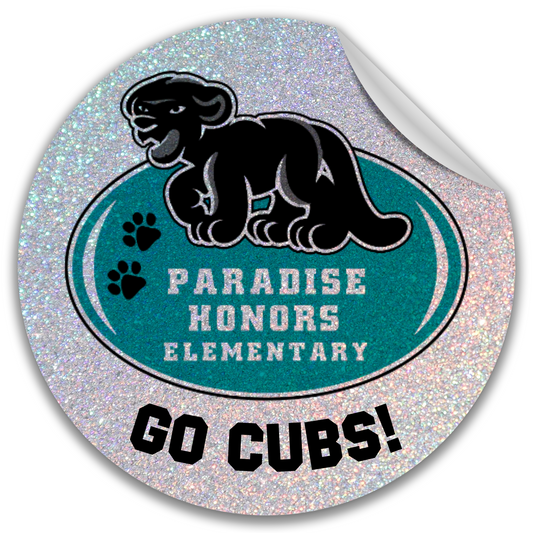 Paradise Honors Elementary School GO CUBS! Glitter Circle Logo Vinyl Sticker