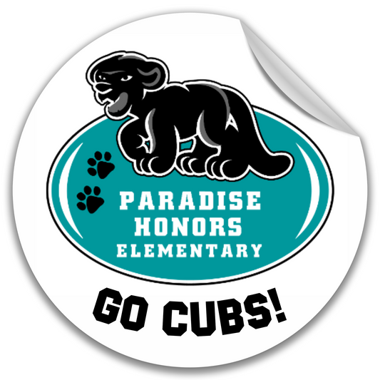 Paradise Honors Elementary School GO CUBS! Gloss White Circle Logo Vinyl Sticker