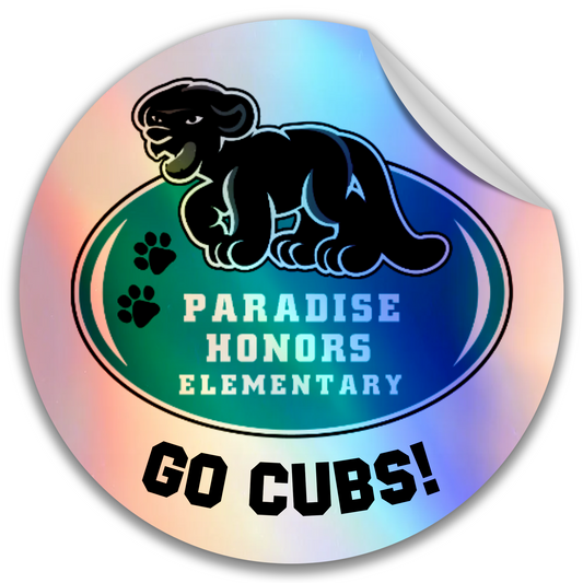 Paradise Honors Elementary School GO CUBS! Holographic Circle Logo Vinyl Sticker