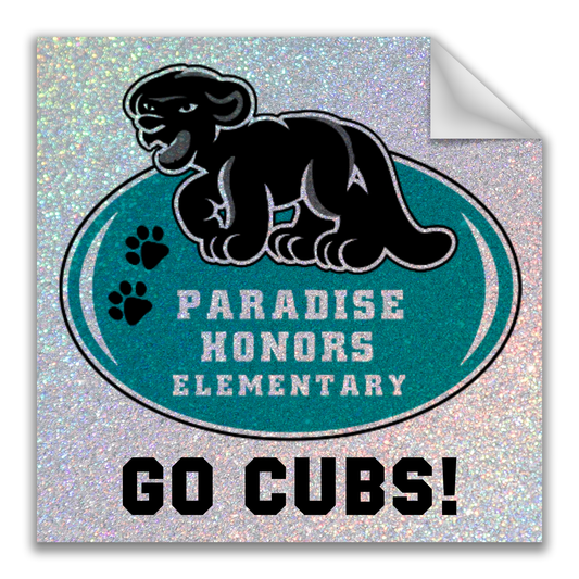 Paradise Honors Elementary School GO CUBS! Glitter Square Logo Vinyl Sticker