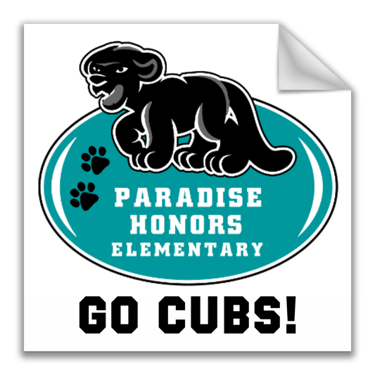 Paradise Honors Elementary School GO CUBS! Gloss White Square Logo Vinyl Sticker