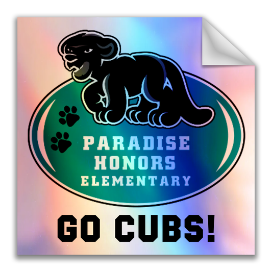 Paradise Honors Elementary School GO CUBS! Holographic Square Logo Vinyl Sticker