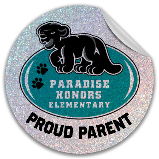 Paradise Honors Elementary School Proud Parent Glitter Circle Logo Vinyl Sticker