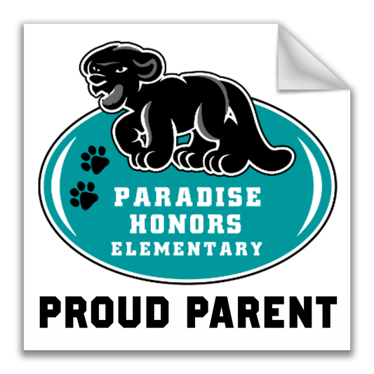 Paradise Honors Elementary School Proud Parent Gloss White Square Logo Vinyl Sticker