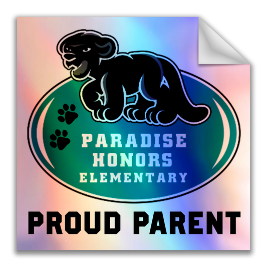 Paradise Honors Elementary School Proud Parent Holographic Square Logo Vinyl Sticker