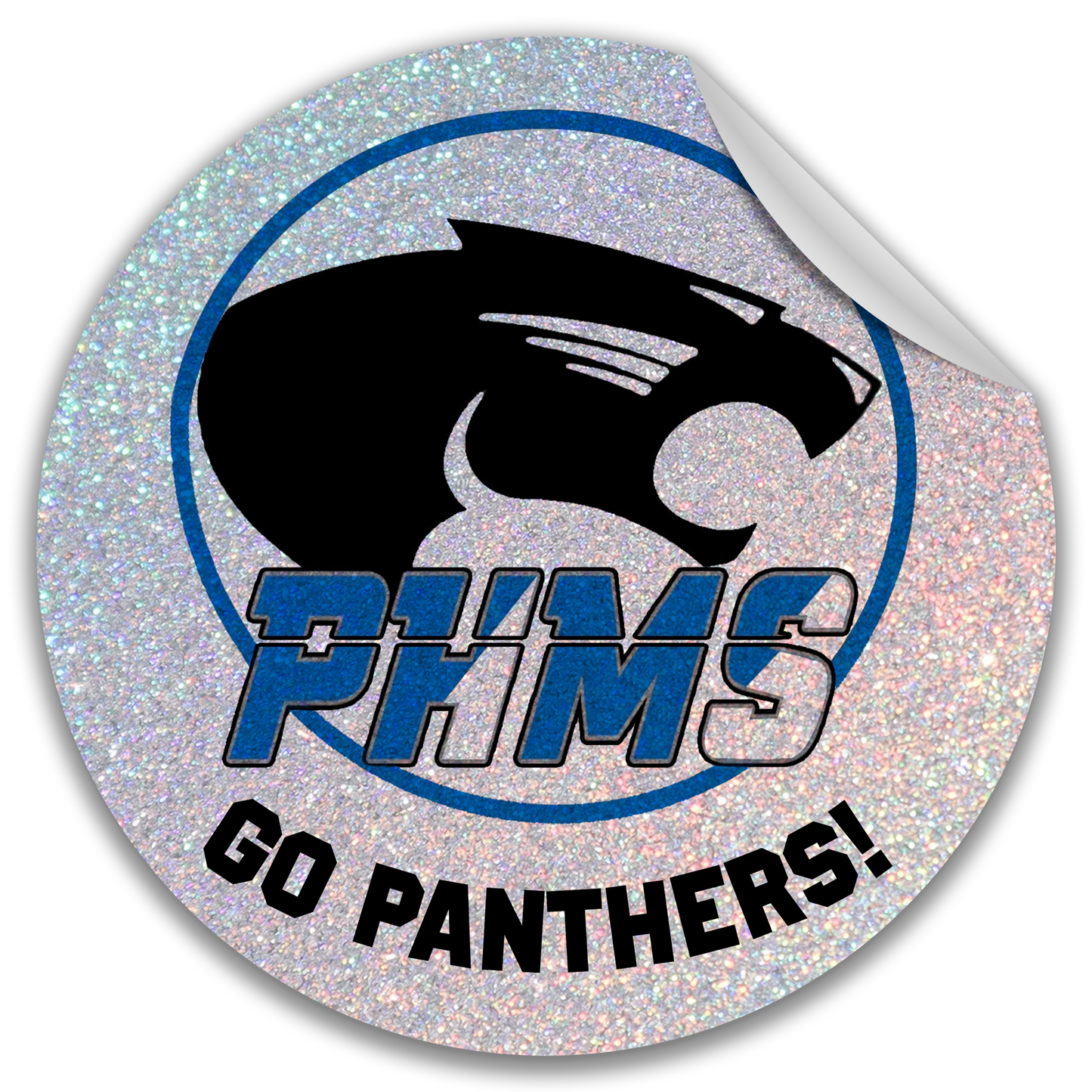 Paradise Honors Middle School GO PANTHERS! Glitter Circle Logo Vinyl Sticker