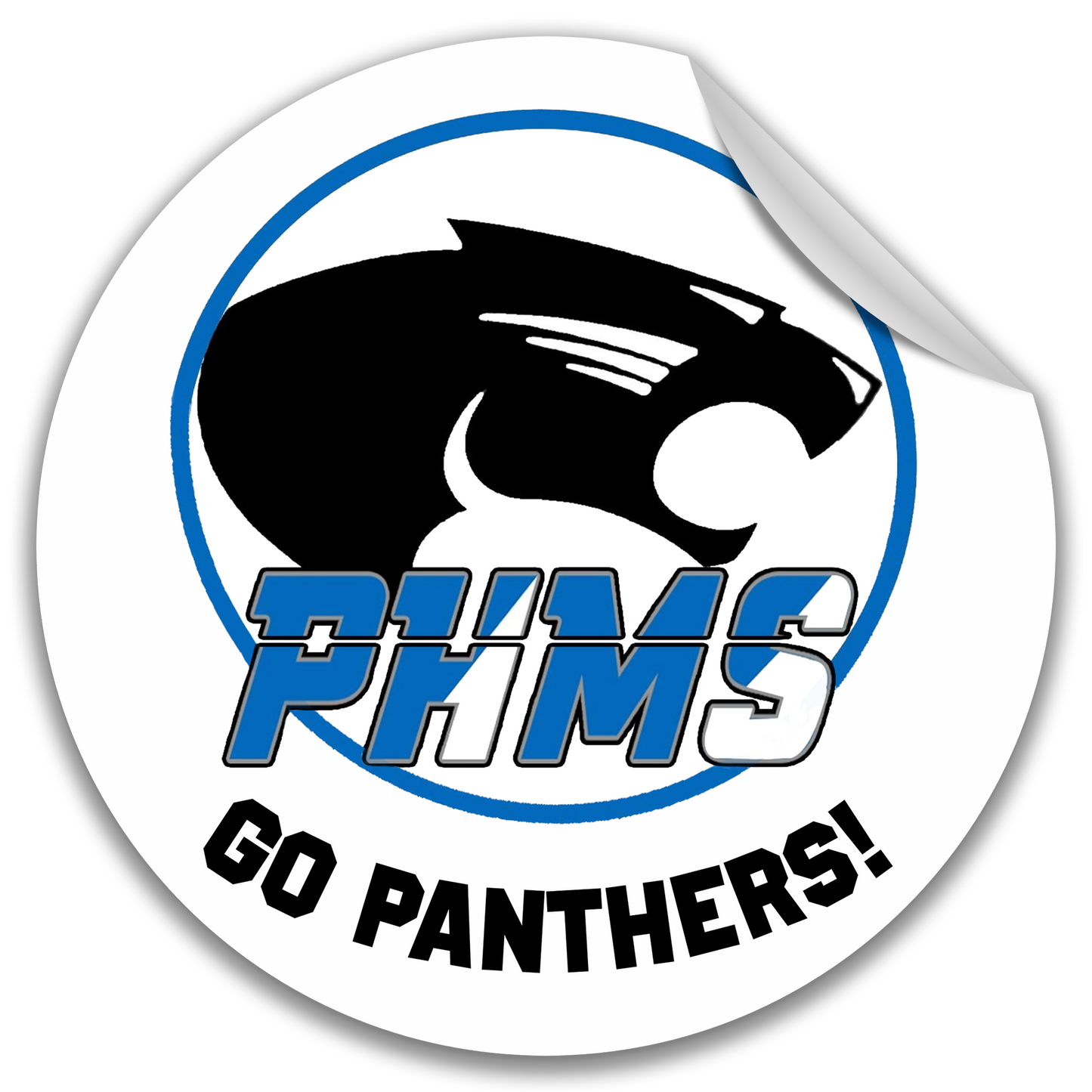 Paradise Honors Middle School GO PANTHERS! Gloss White Circle Logo Vinyl Sticker