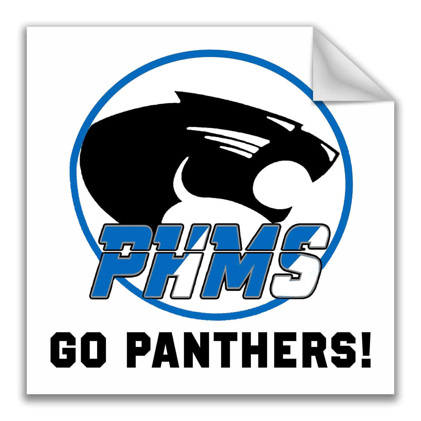 Paradise Honors Middle School Gloss White GO PANTHERS! Square Logo Vinyl Sticker