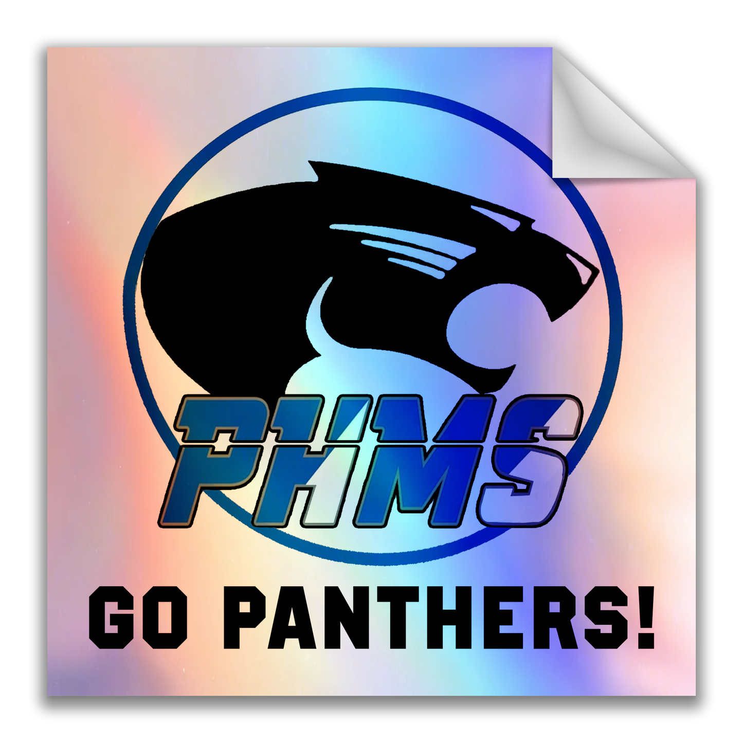 Paradise Honors Middle School GO PANTHERS! Holographic Square Logo Vinyl Sticker