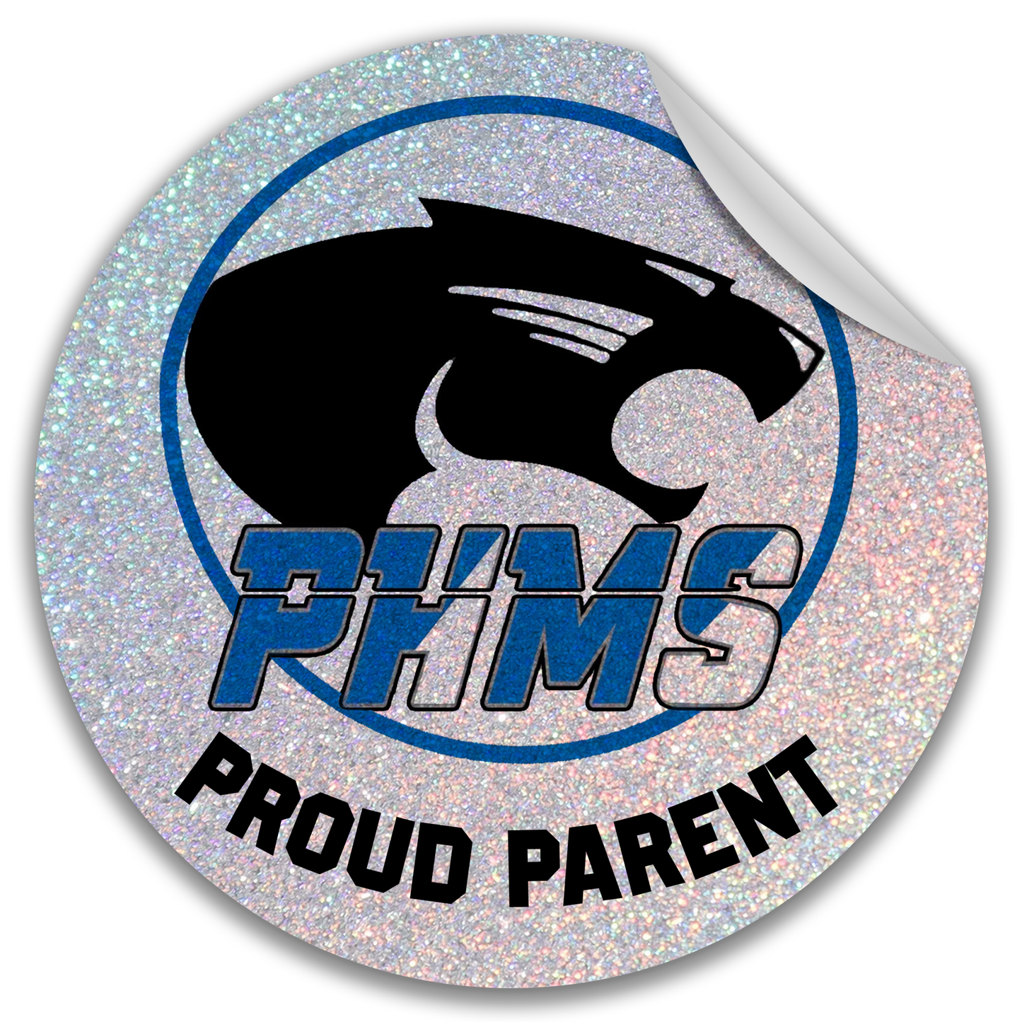 Paradise Honors Middle School Proud Parent Glitter Circle Logo Vinyl Sticker